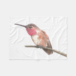 Hummingbird watercolor fleece blanket