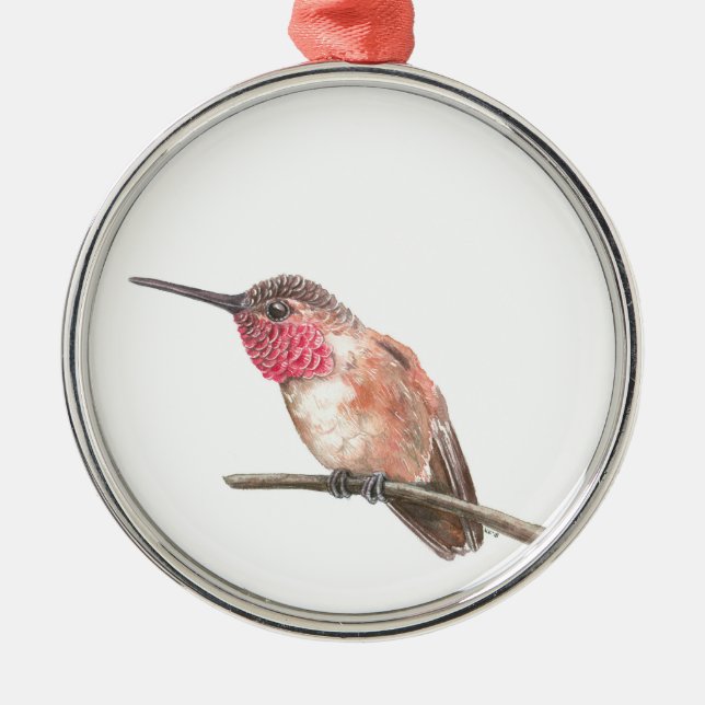 Hummingbird watercolor metal tree decoration (Front)