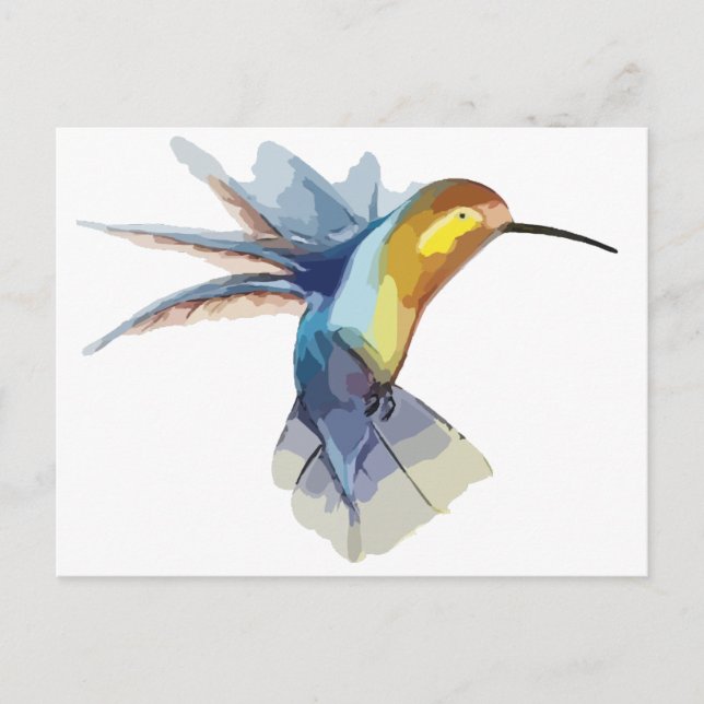 hummingbird watercolor peaceful sketch postcard (Front)