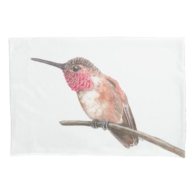 Hummingbird watercolor pillowcase (Front)