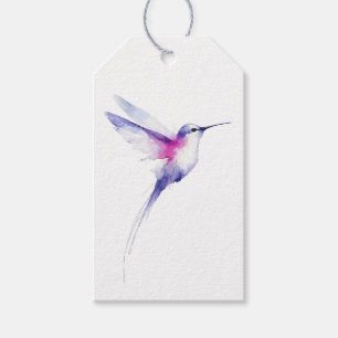 Hummingbird Watercolor Purple Pink Bird Painting Gift Tags