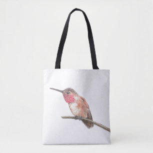 Hummingbird watercolor tote bag
