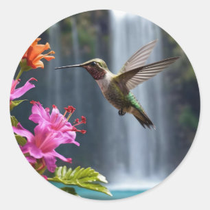 Hummingbird Waterfall Park, Classic Round Sticker