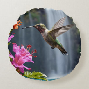 Hummingbird Waterfall Park,  Round Cushion