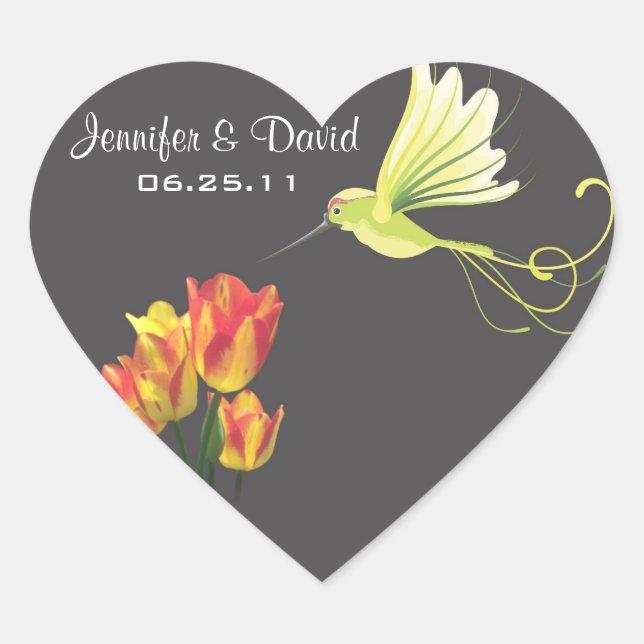 Hummingbird Wedding Favour Sticker (Front)