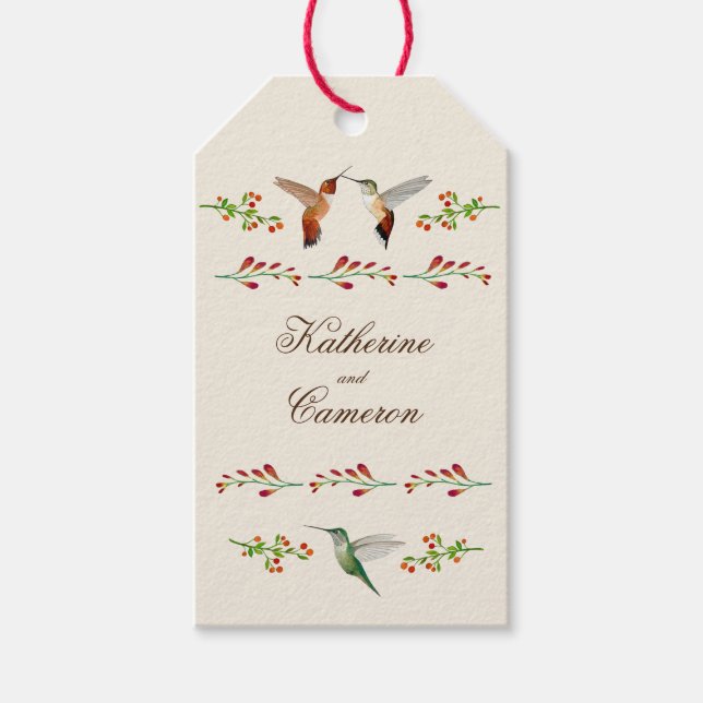Hummingbird Wedding Gift Tags (Front)