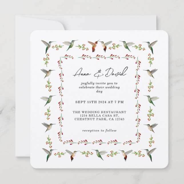 Hummingbird Wedding Invitation (Front)