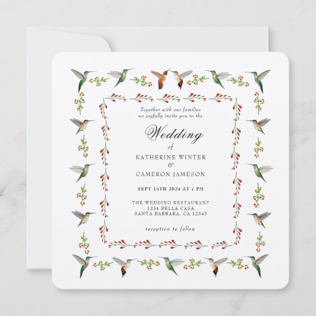 Hummingbird Wedding Invitation (Front)