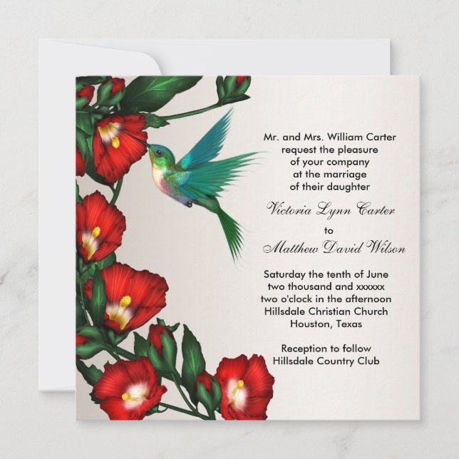 Hummingbird Wedding Invitations (Front)