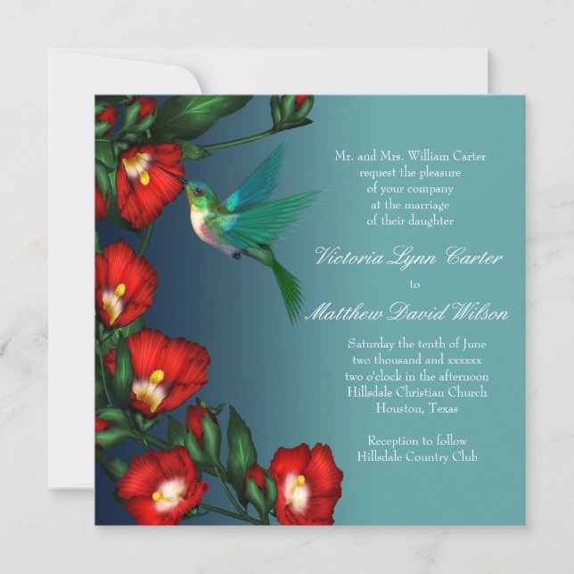 Hummingbird Wedding Invitations (Front)