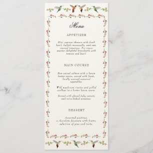 Hummingbird Wedding Menu