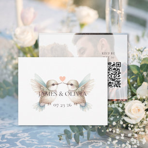 Hummingbird Wedding Photo QR Code Enclosure Card