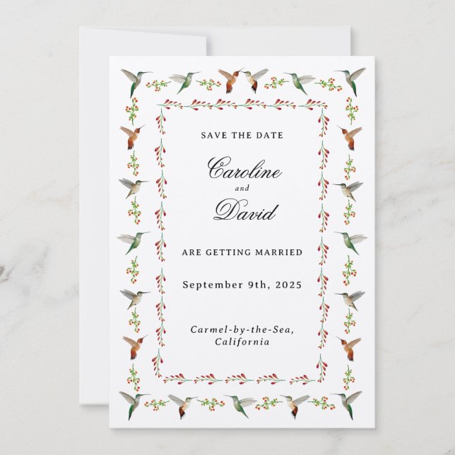 Hummingbird Wedding Save the Date (Front)