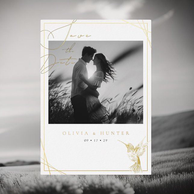 Hummingbird Wedding Save the Date Black and White (Creator Uploaded)
