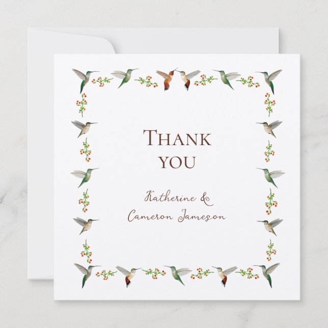 Hummingbird Wedding Thank You Card (Front)