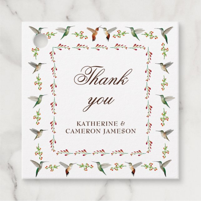 Hummingbird Wedding Thank you  Favour Tags (Front)