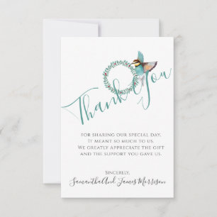 Hummingbird Wedding Wreath Wedding Thank You Card