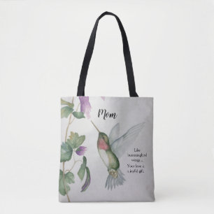 Hummingbird Wings Joyful Gift Watercolor Mom Tote