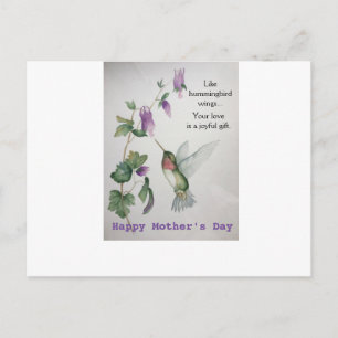 Hummingbird Wings Mothers Day Postcard Joyful Gift