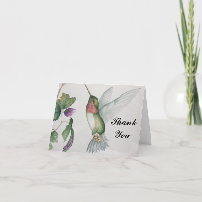 Hummingbird Wings Watercolor Thank You Card (Front)