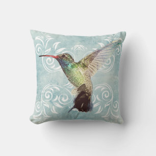 Hummingbird with Flourish Background Cushion