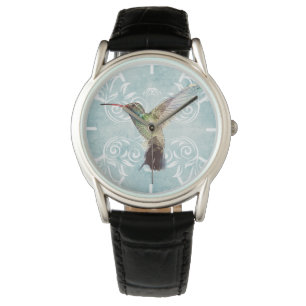 Hummingbird with Flourish Background Watch