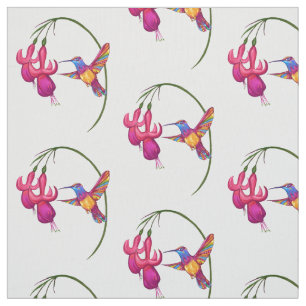 Hummingbird with Fuchsia Blossom Fabric