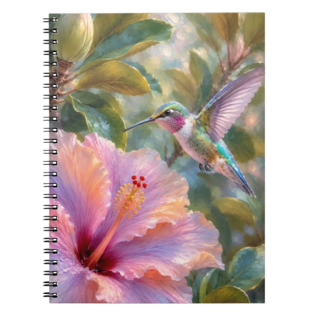 Hummingbird with Hibiscus Watercolor Notebook (Front)