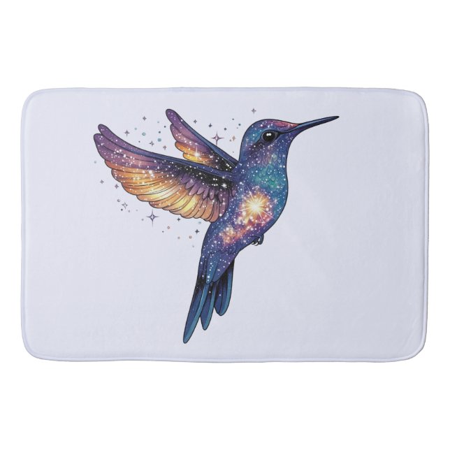 Hummingbird With Stary Night Sky Galaxy Bird Bath Mat (Front)