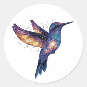Hummingbird With Stary Night Sky Galaxy Bird Classic Round Sticker