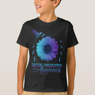 Hummingbird With Sunflower Suicide Prevention Awar T-Shirt