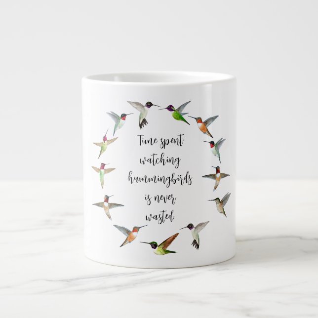 Hummingbird Wreath Large Coffee Mug (Front)