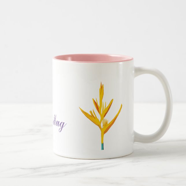 Hummingbird Yellow Flower Personalised Two-Tone Coffee Mug (Right)