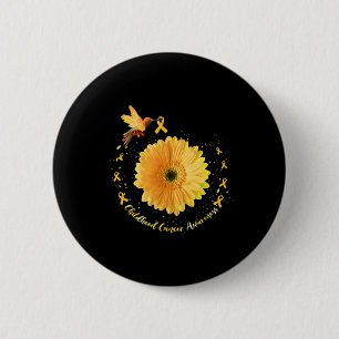 Hummingbird Yellow Sunflower Childhood Cancer Awar 6 Cm Round Badge