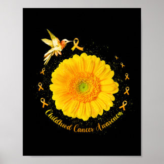 Hummingbird Yellow Sunflower Childhood Cancer Awar Poster