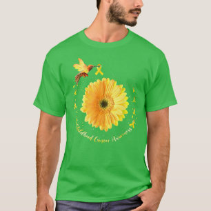Hummingbird Yellow Sunflower Childhood Cancer Awar T-Shirt