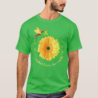 Hummingbird Yellow Sunflower Childhood Cancer Awar T-Shirt