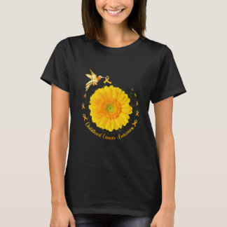 Hummingbird Yellow Sunflower Childhood Cancer Awar T-Shirt