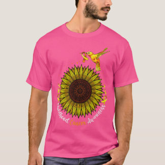 Hummingbird Yellow Sunflower Childhood Cancer Awar T-Shirt