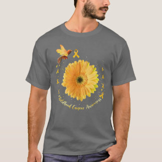 Hummingbird Yellow Sunflower Childhood Cancer Awar T-Shirt