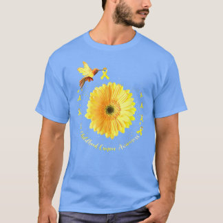 Hummingbird Yellow Sunflower Childhood Cancer Awar T-Shirt