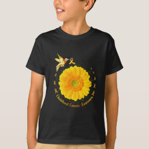 Hummingbird Yellow Sunflower Childhood Cancer Awar T-Shirt