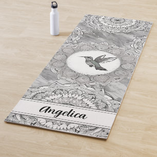 Hummingbird Yoga Mat with Indian Mandala Art