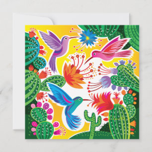 Hummingbirds and Blooming Cacti