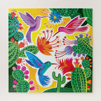 Hummingbirds and Blooming Cacti Jigsaw Puzzle