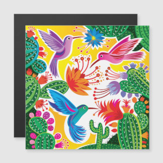 Hummingbirds and Blooming Cacti Magnetic Card