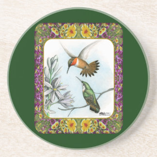 Hummingbirds and Flowers #2 Coaster