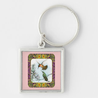 Hummingbirds and Flowers #2 Key Ring