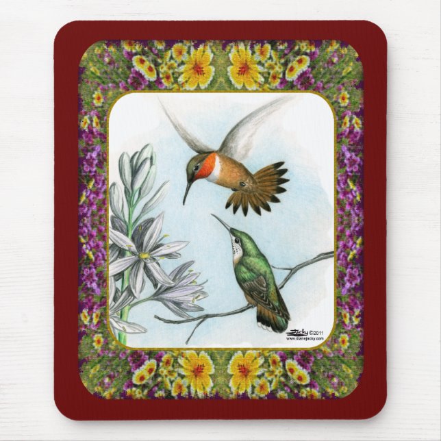 Hummingbirds and Flowers #2 Mouse Pad (Front)