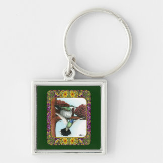 Hummingbirds and Flowers #3 Key Ring